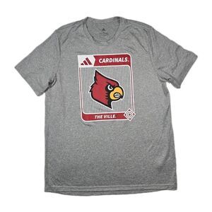 Adidas Louisville University Cardinals Short Sleeve T Shirt Gray Mens Large